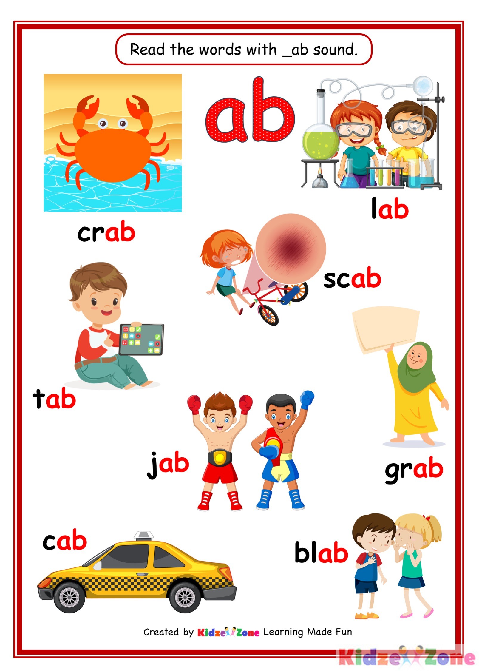 Words Ending With Ab For Kindergarten