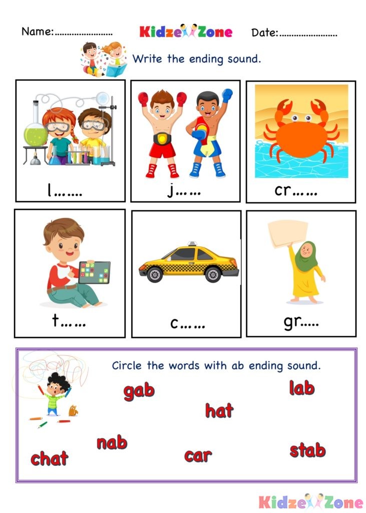 Kindergarten Worksheets Ab Word Family Phonics