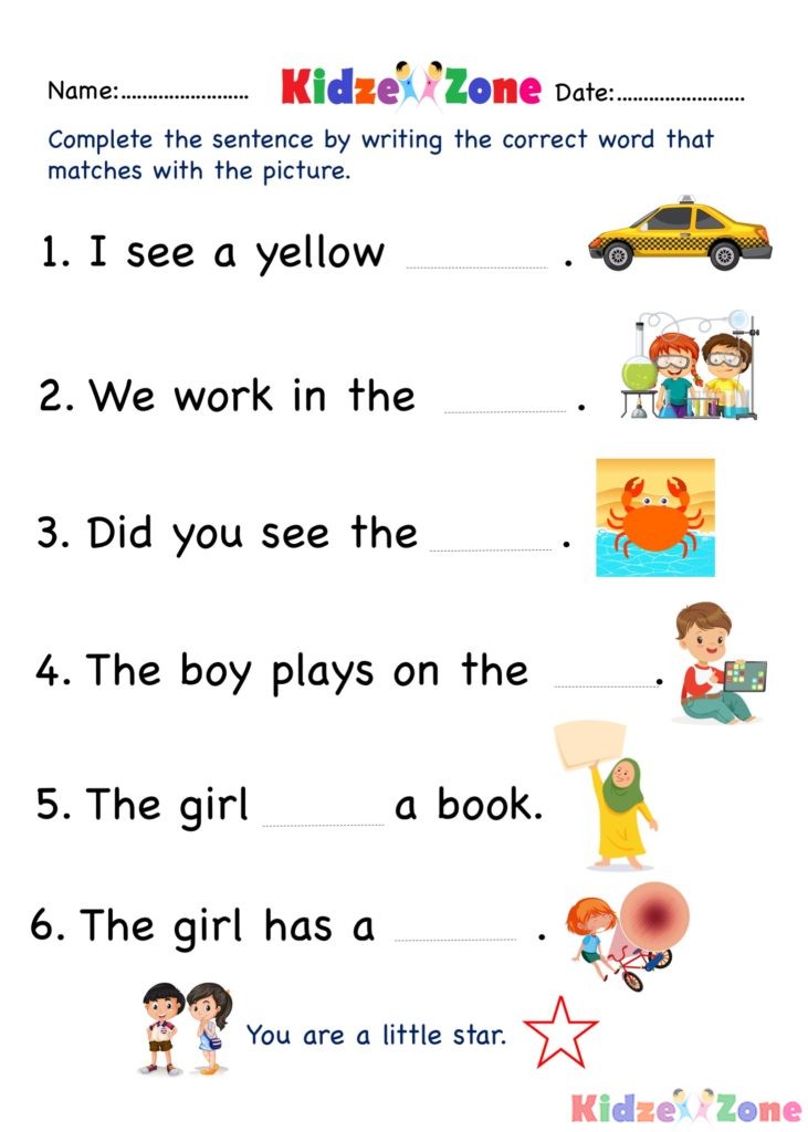 Kindergarten worksheets - ab word family - write words 7