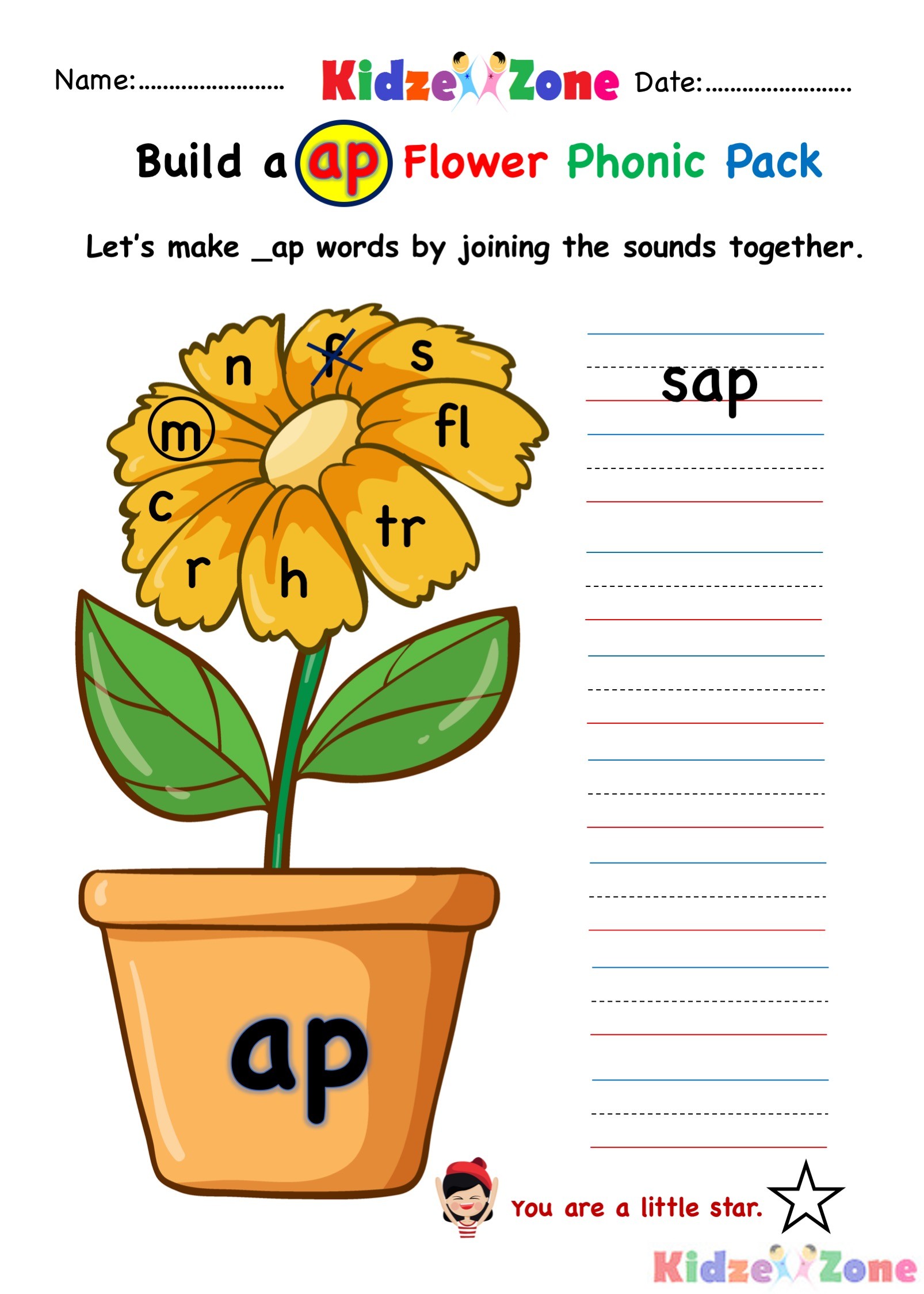 ap word family writing words worksheet KidzeZone