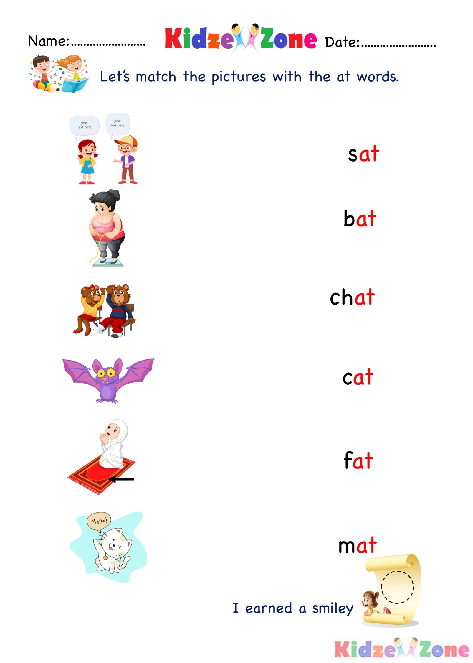 at word family find and match kindergarten worksheet