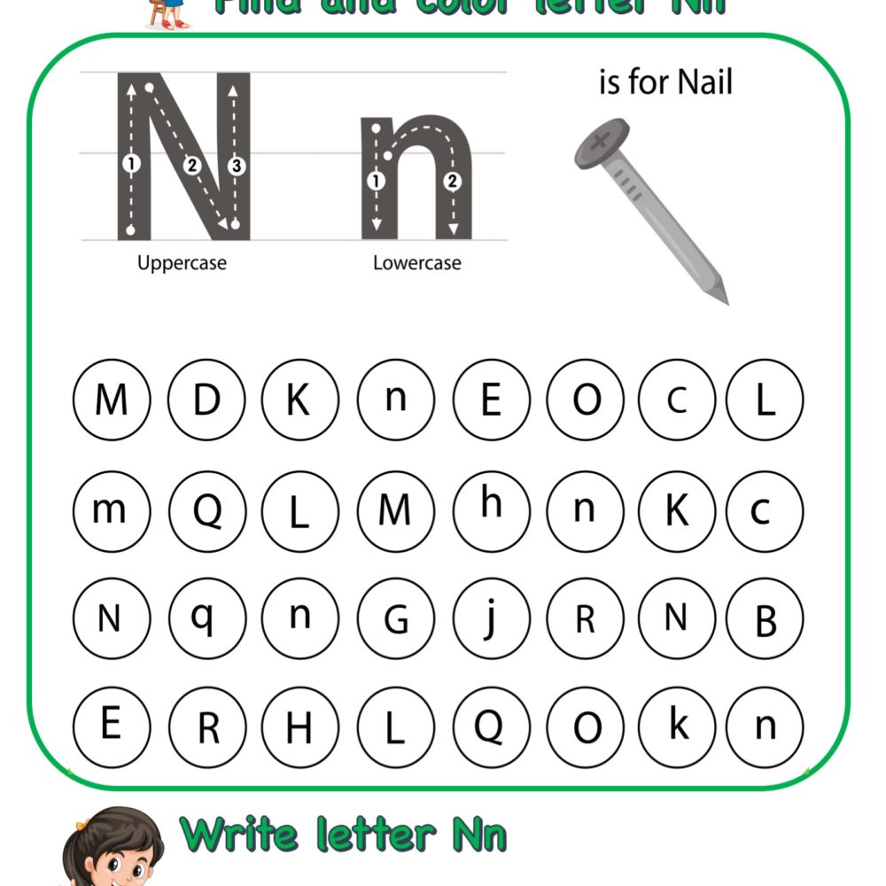 Kindergarten Letter M worksheets - Find and Color