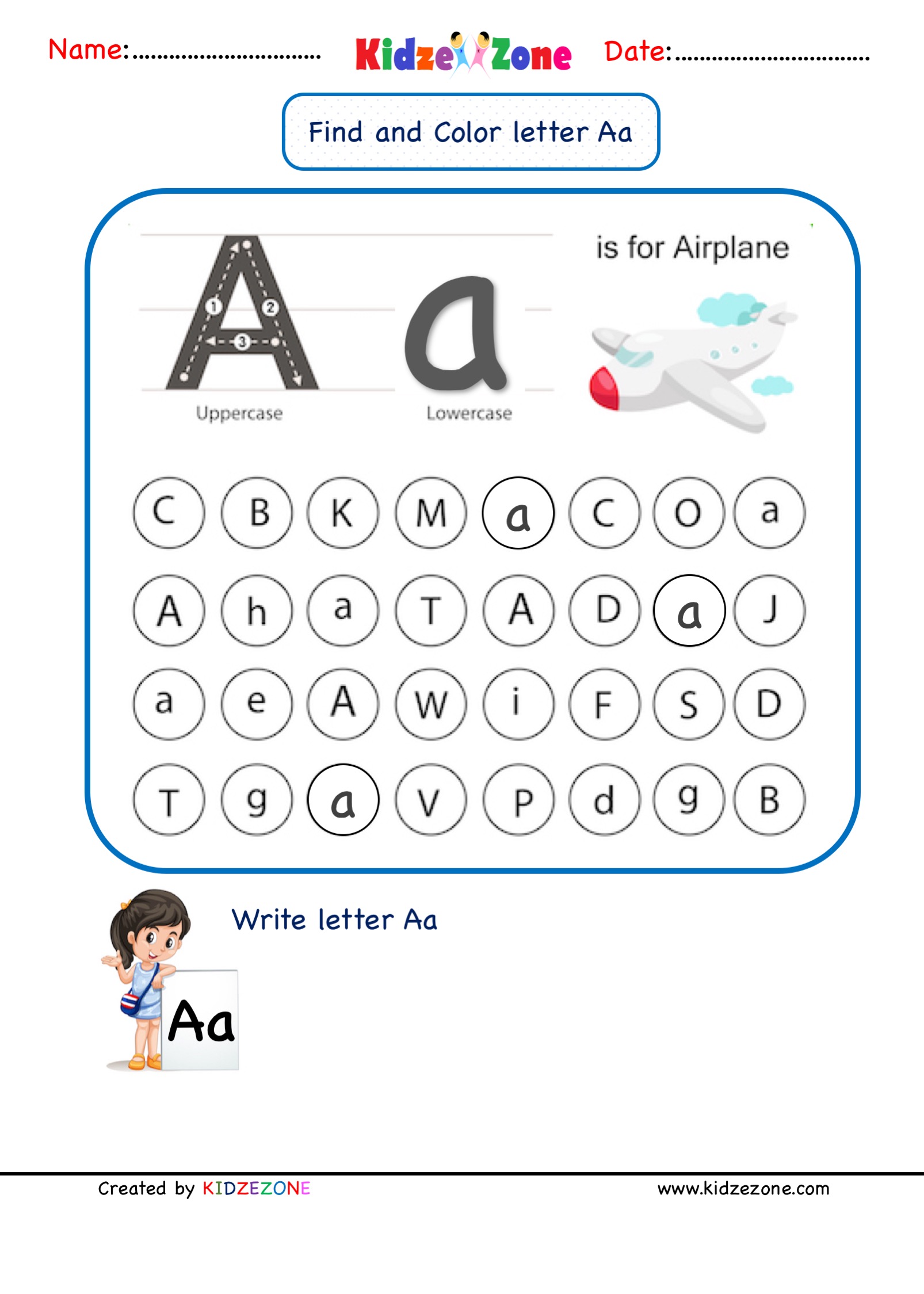 Find The Letter A Worksheets