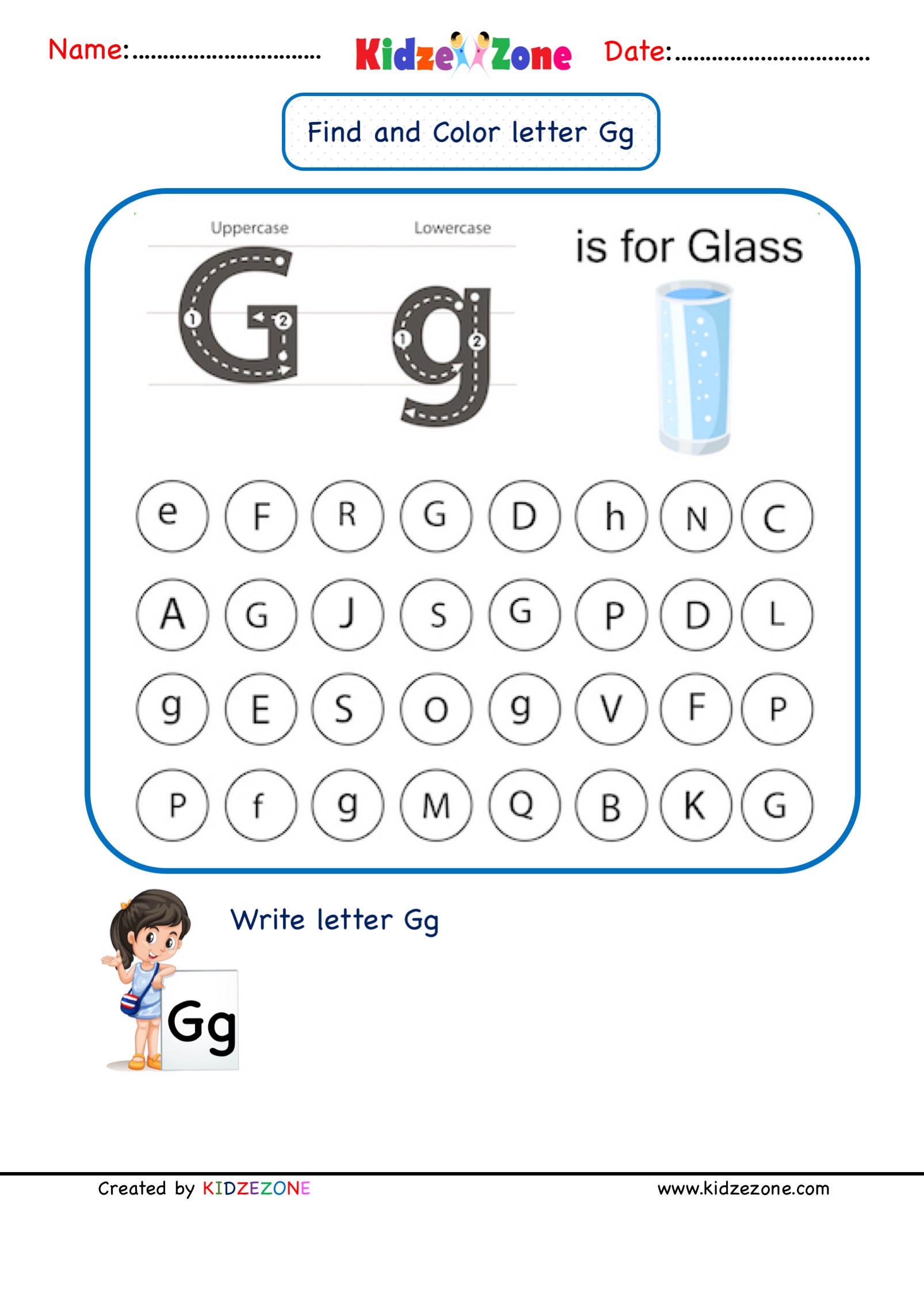 Kindergarten Letter G worksheets