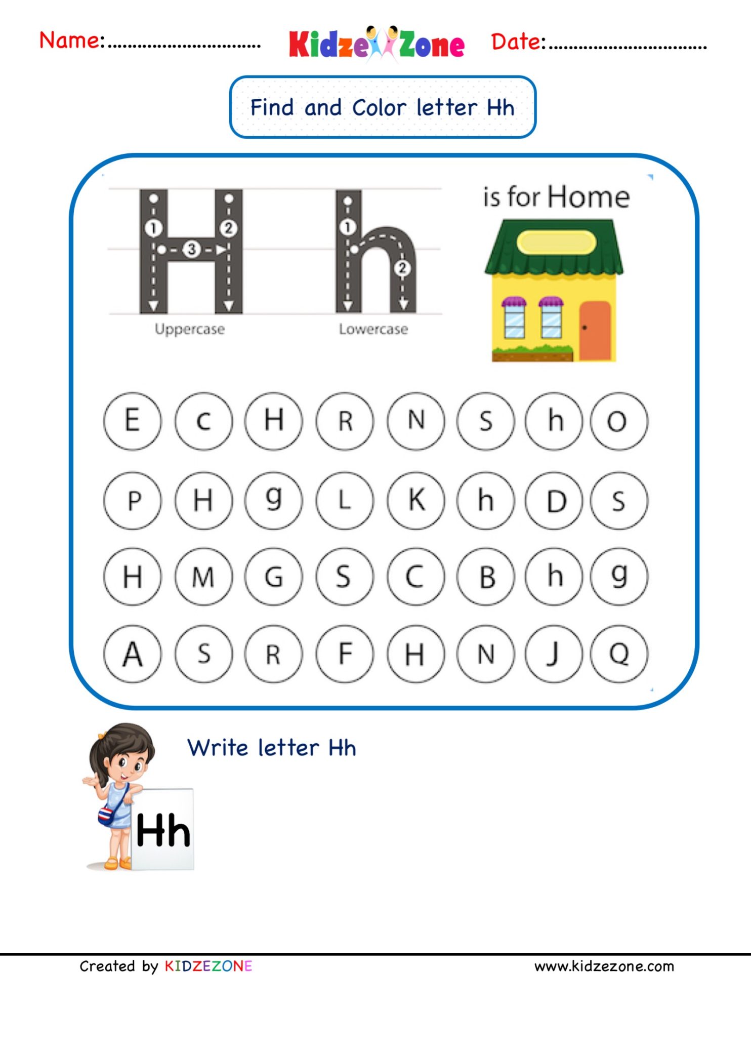 Letter H Worksheet For Kindergarten