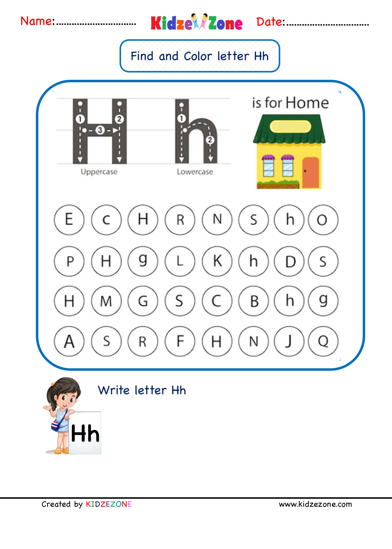 Letter H Search Free Worksheet