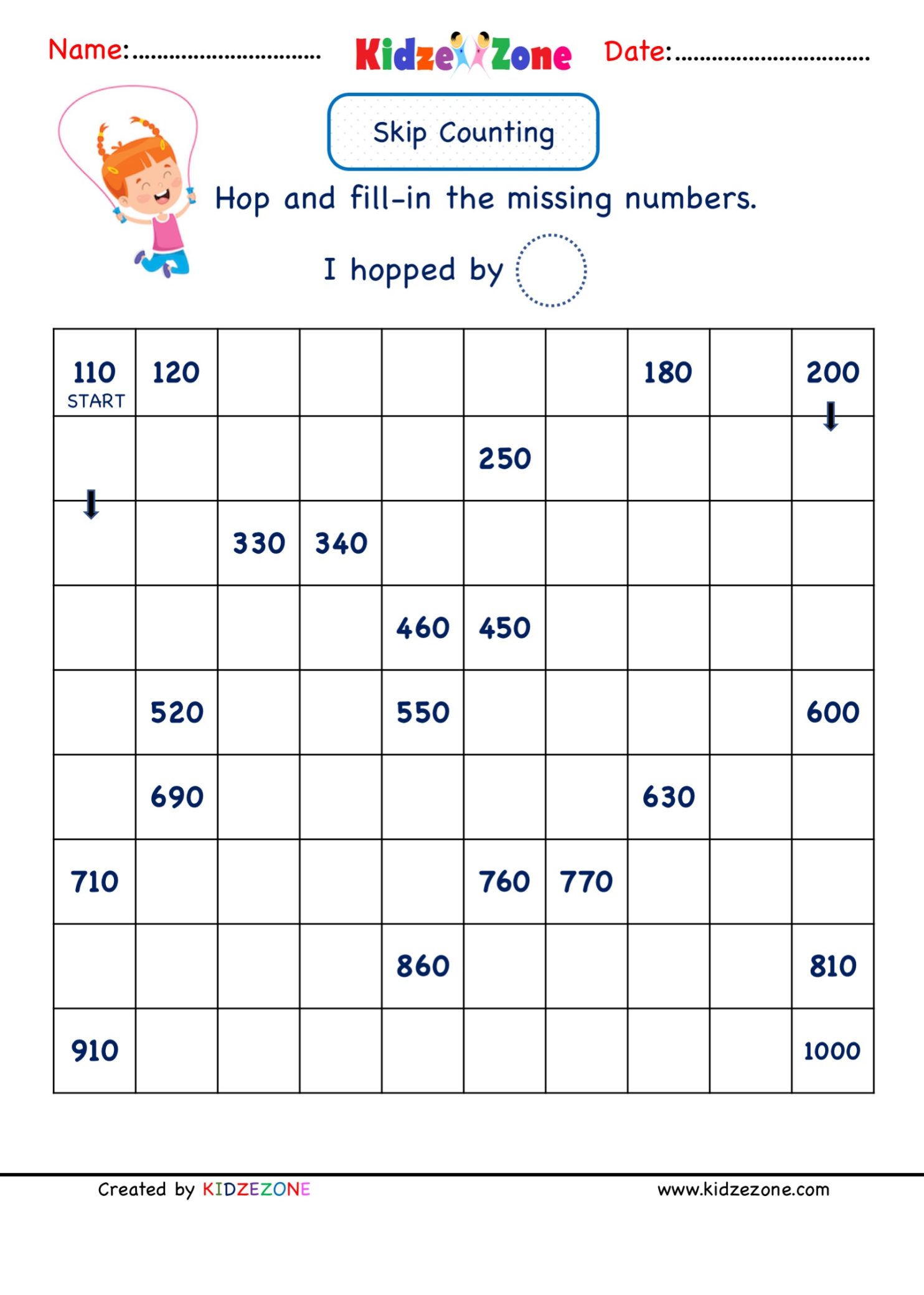 Grade 2 Math Number Practice Worksheets Skip Counting By 10 - Printable ...