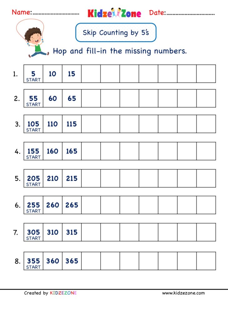 Grade 2 Math Number Practice Worksheets Skip Counting By 5