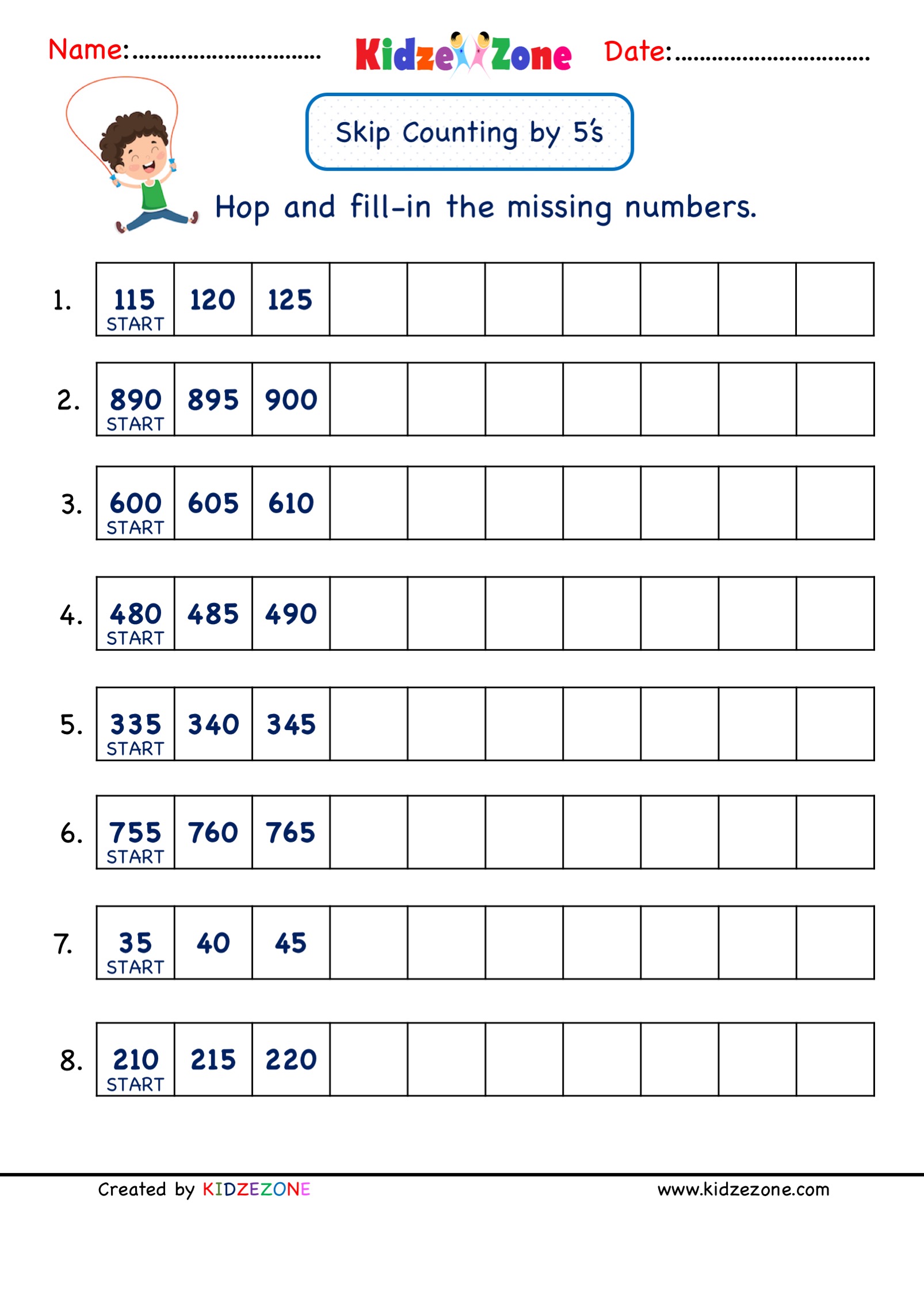 grade 2 math number practice worksheets skip counting by 5