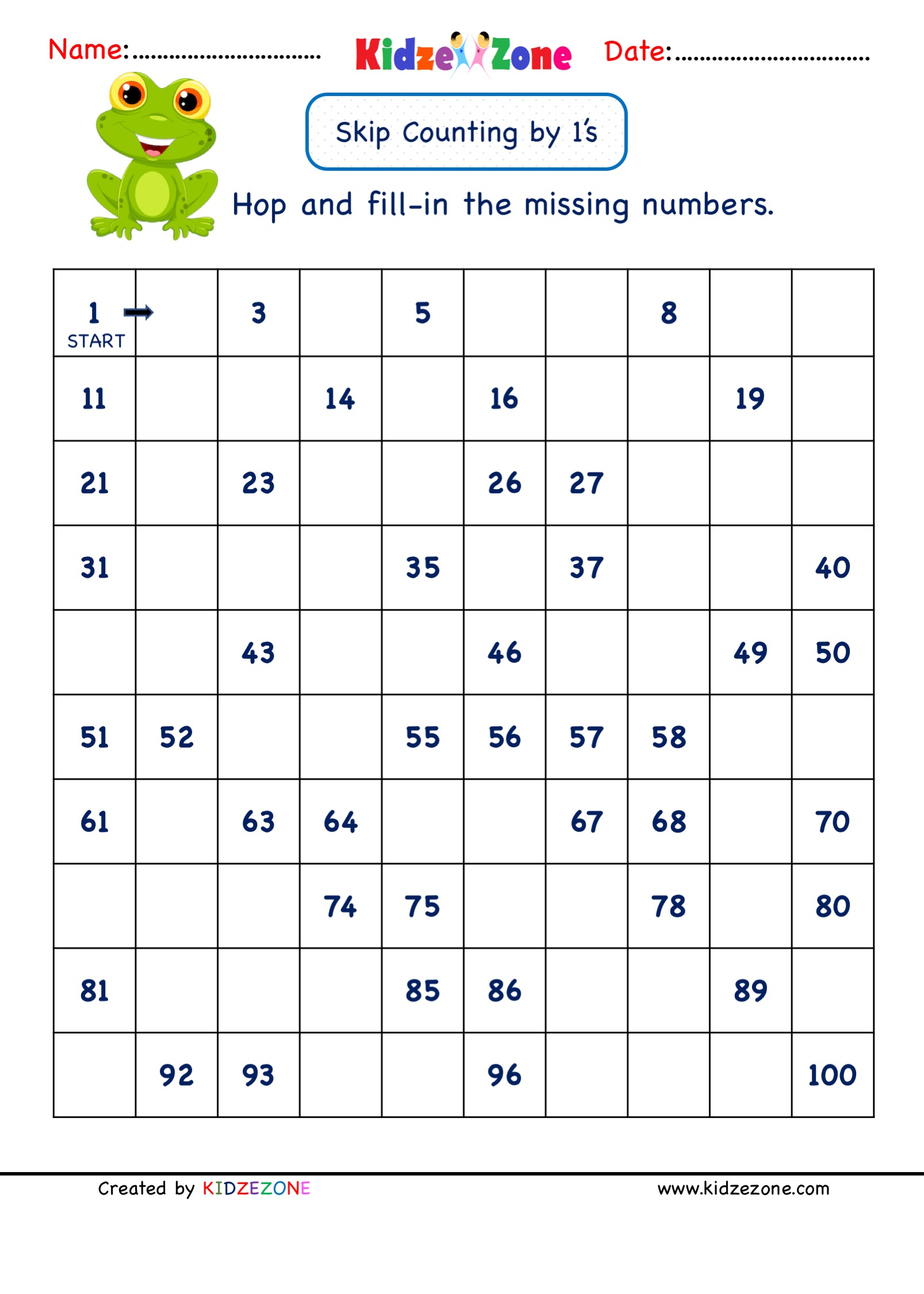 grade 1 math number worksheets skip counting by 1