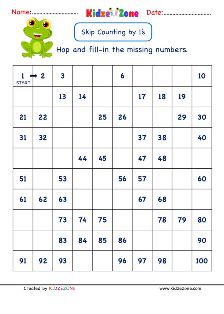 Grade 1 Math Number Worksheets Skip Counting By 1