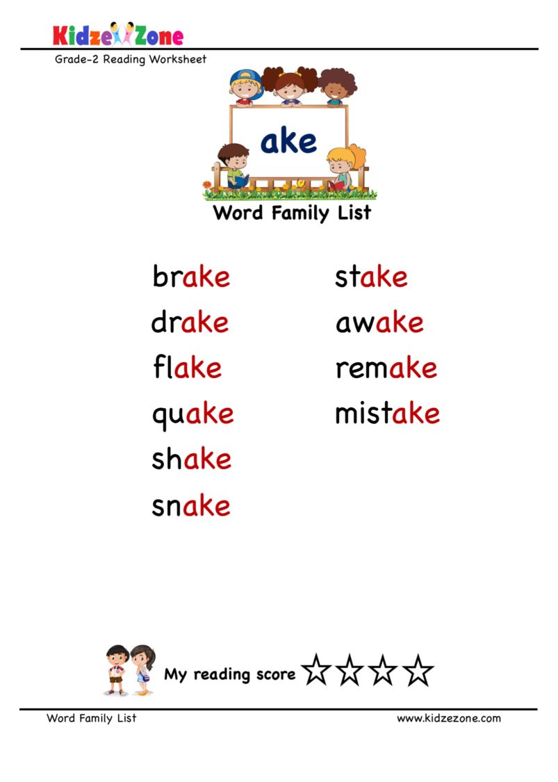 Explore And Learn Words From ake Word Family With Word List Worksheet