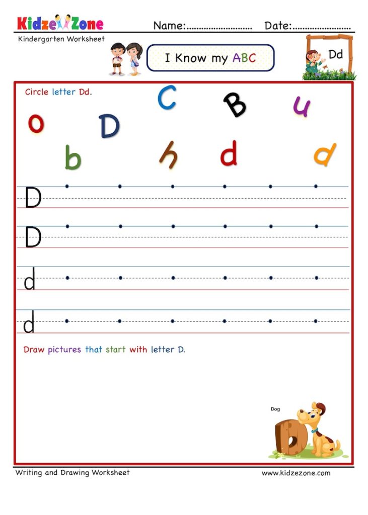 Kindergarten Letter D Writing Worksheet