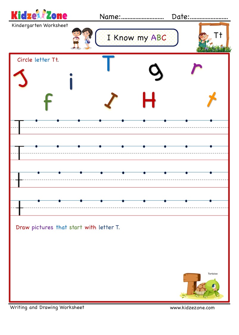 Letter T Writing Practice Worksheet Free Kindergarten English Worksheet 