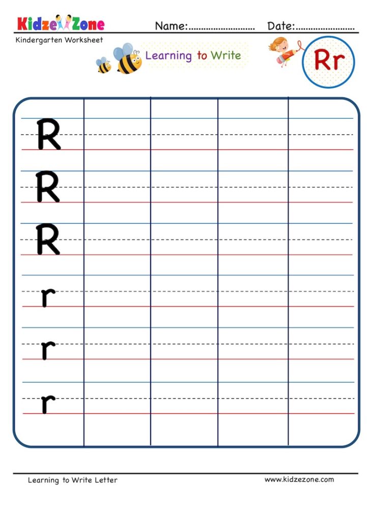 letter r writing worksheet kidzezone