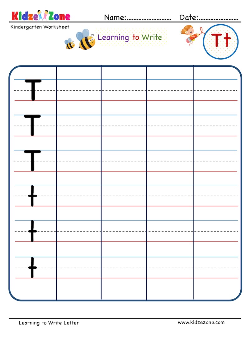 Letter T Reading, Writing and Activity Worksheets