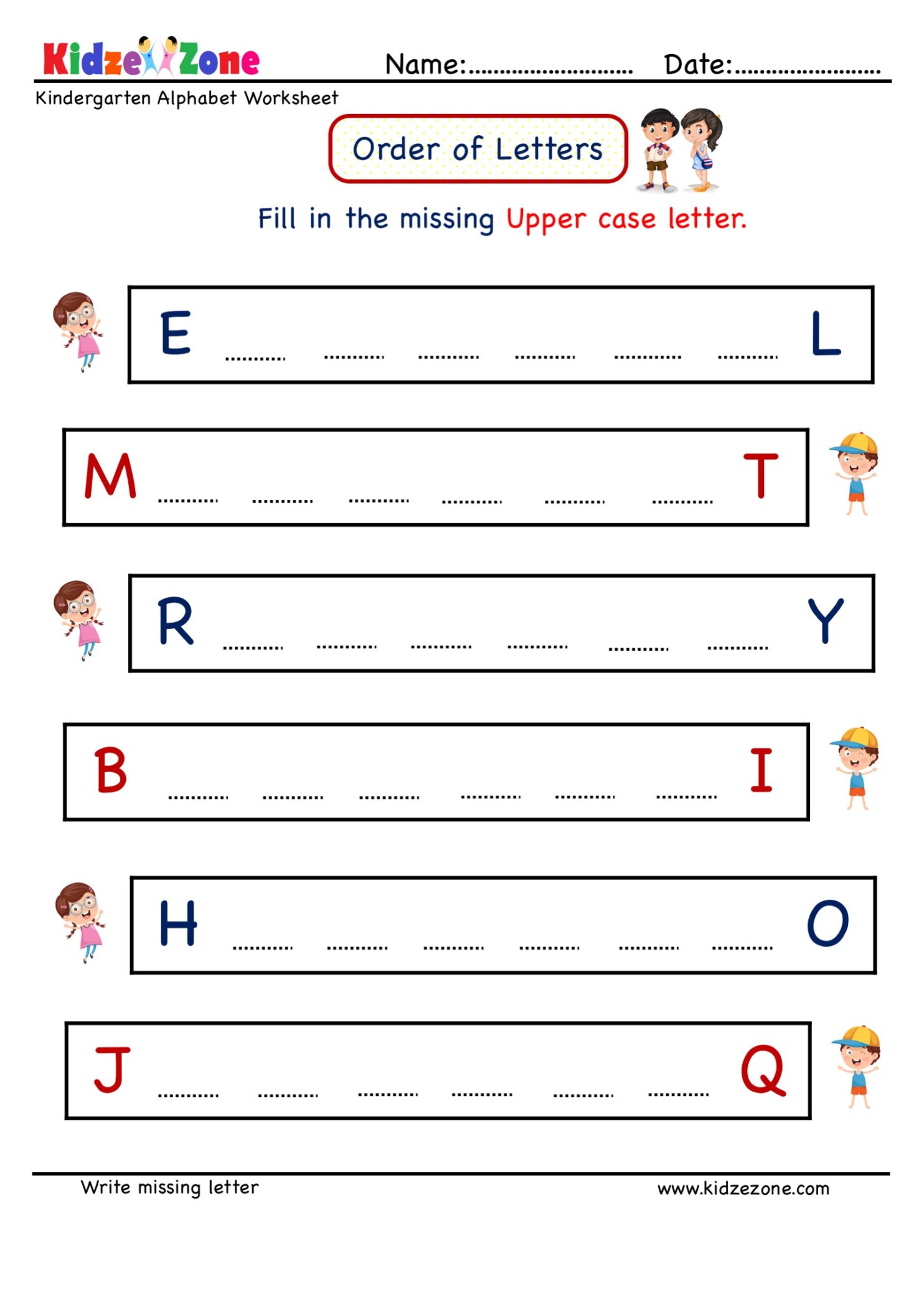 Kindergarten Letter Writing worksheets Upper Case Letter