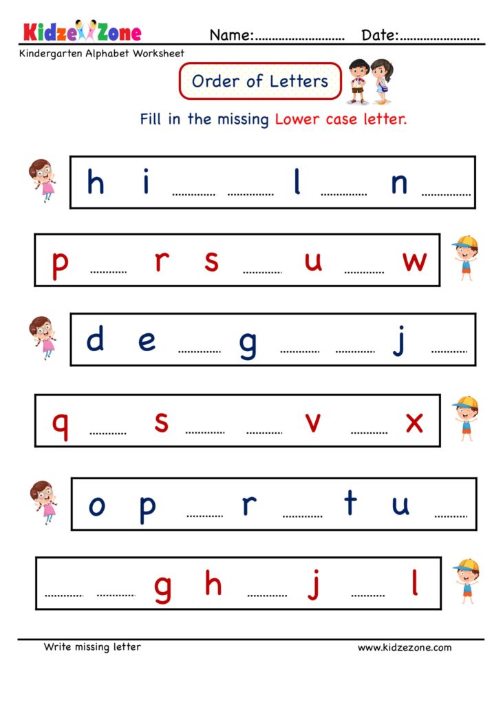 Kindergarten Letter Worksheets Write Missing Letter
