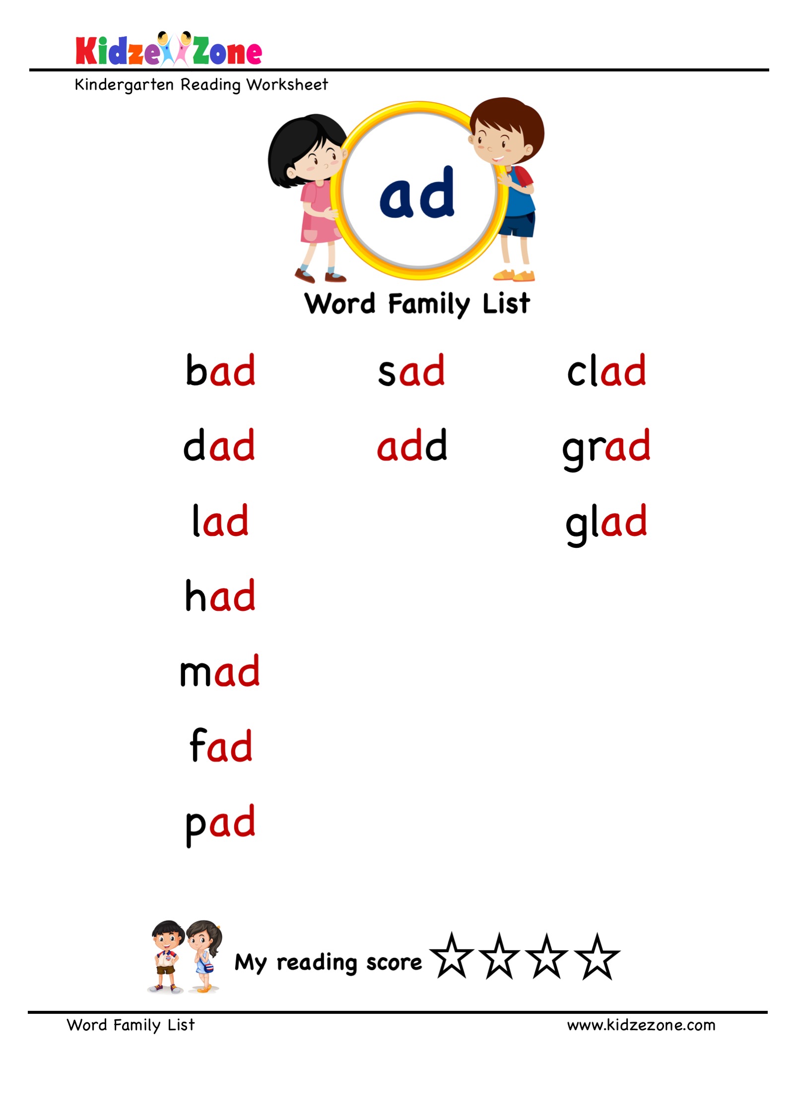 Explore And Learn Words From ad Word Family With Word List Worksheet