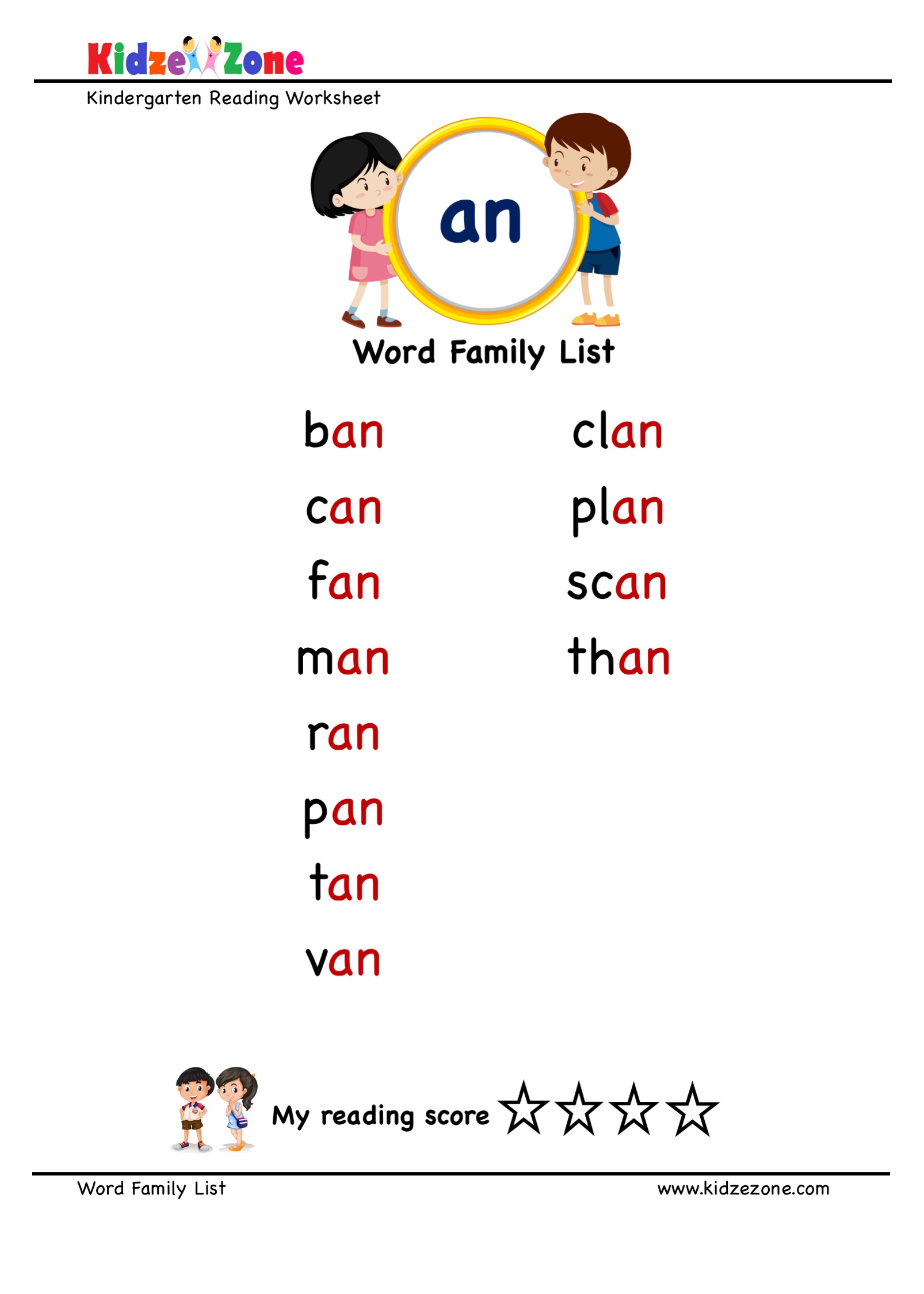 Explore and learn words from quot an quot word family with word list worksheet