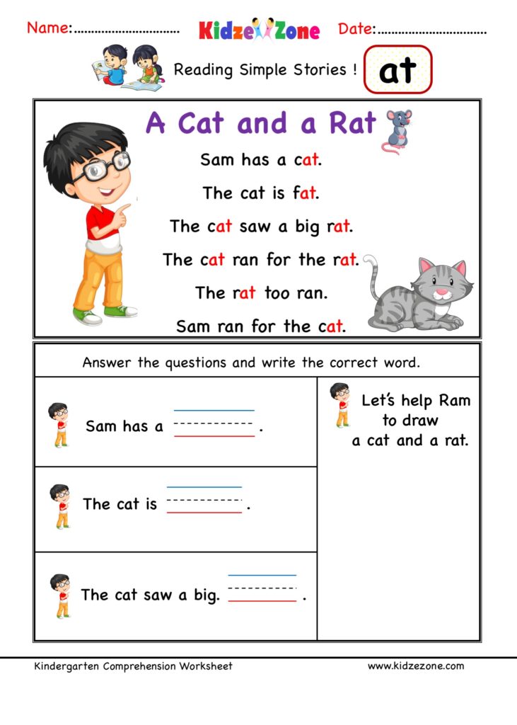 at word family reading Comprehension worksheet - KidzeZone