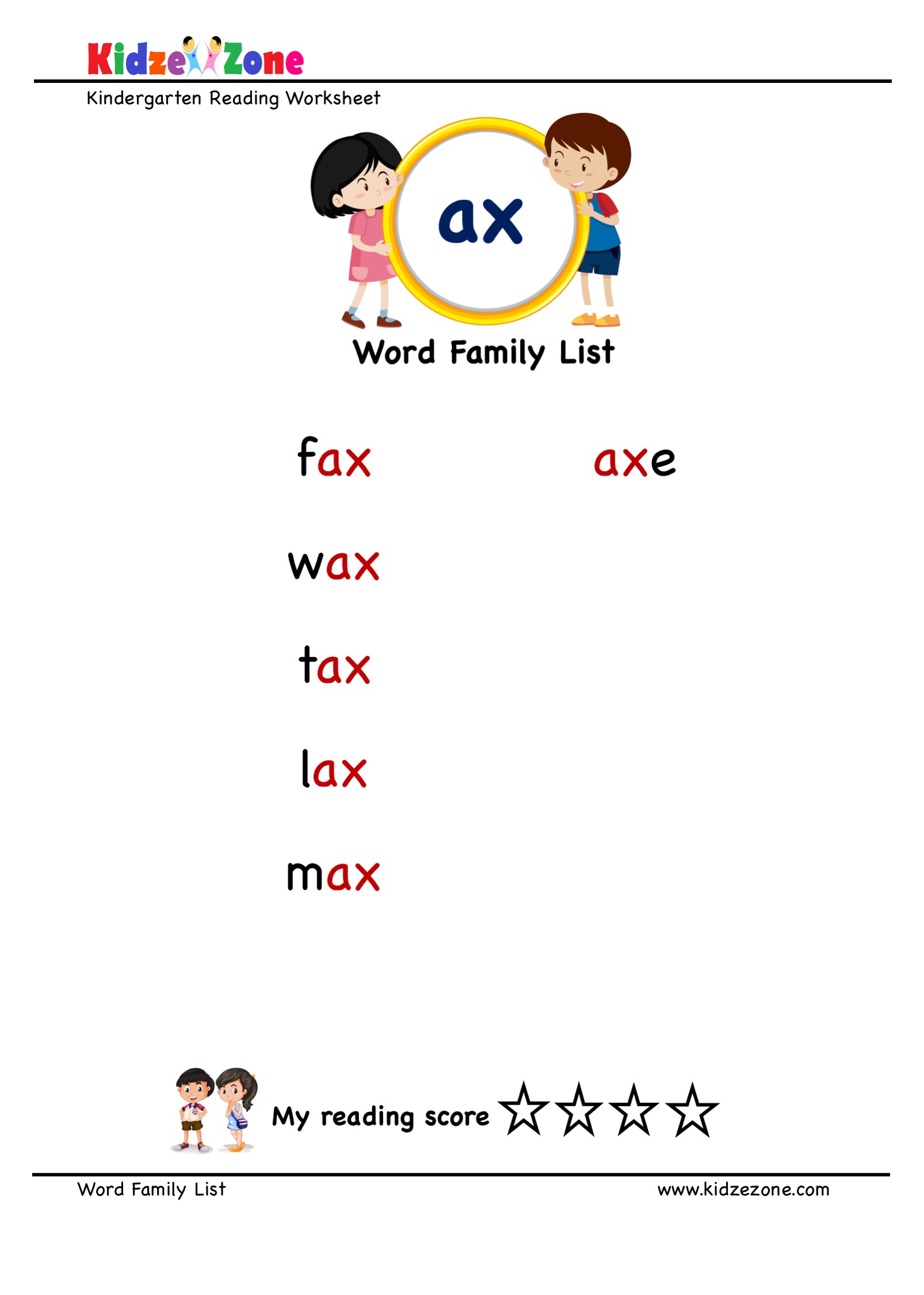 Explore And Learn Words From ax Word Family With Word List Worksheet