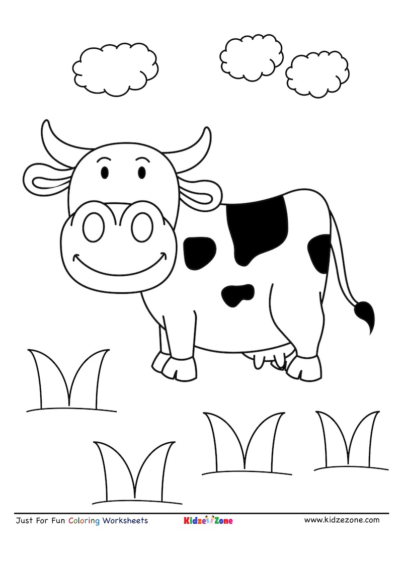 Cow Coloring Page KidzeZone