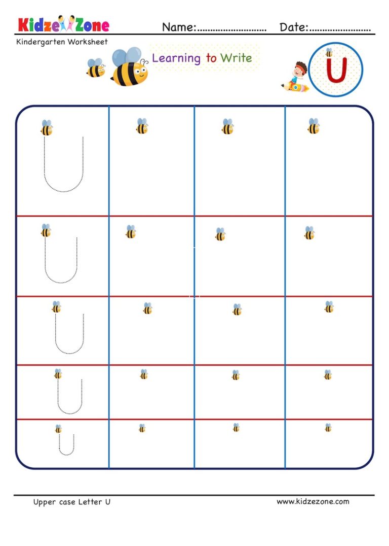 Learn Writing Letter U Writing In Blank Space KidzeZone