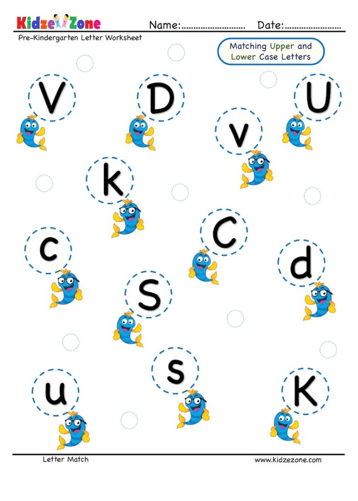 Preschool Match Lowercase To Uppercase Letters Worksheet 4