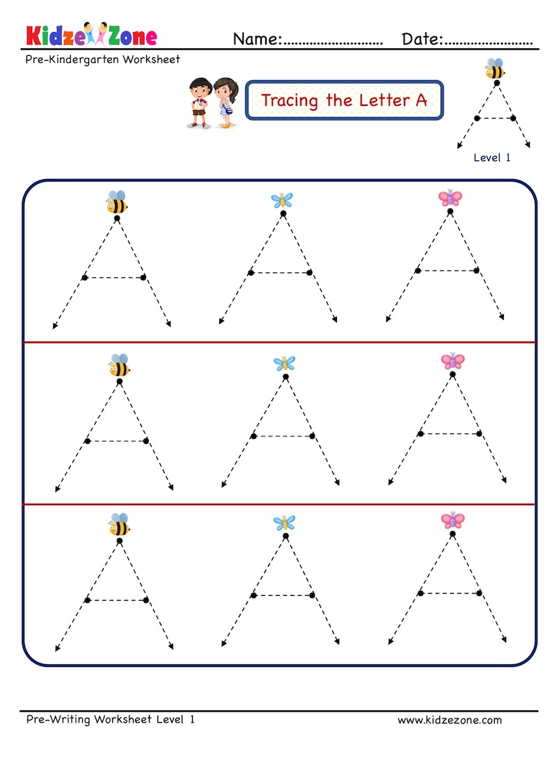 Free Uppercase Letter A Pre Writing Practice Worksheet Myteachingstation Com Alphabet Pre 