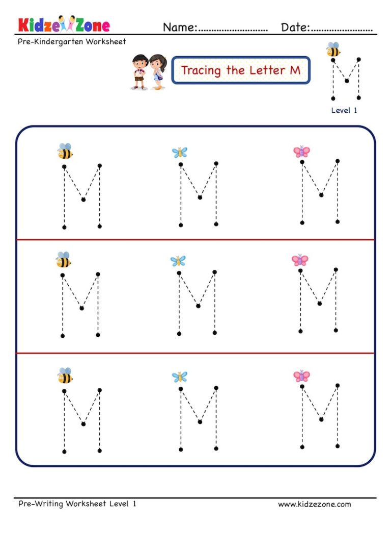 Letter M Tracking Worksheet - Kidzezone