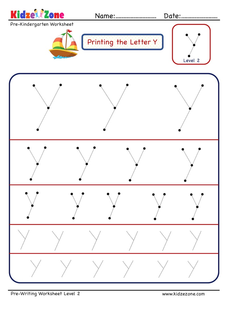 Letter Y Tracing Worksheet In Different Sizes KidzeZone