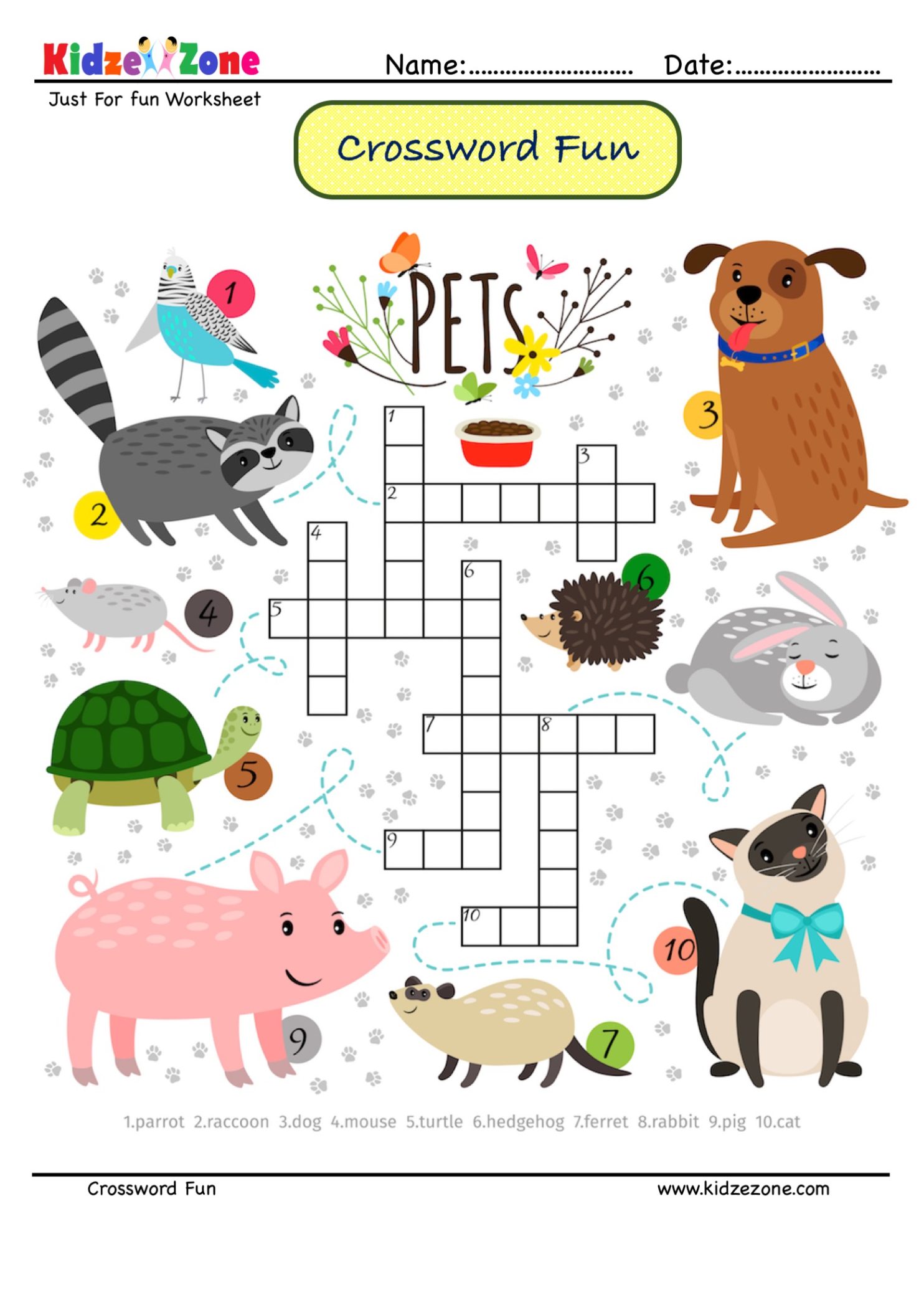 Identify all the animals Crossword Puzzle #13 KidzeZone