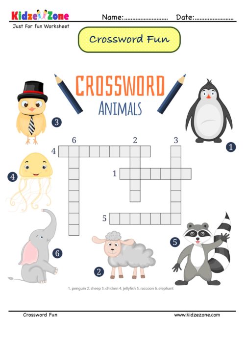 Animal Crossword Puzzle #21 - KidzeZone