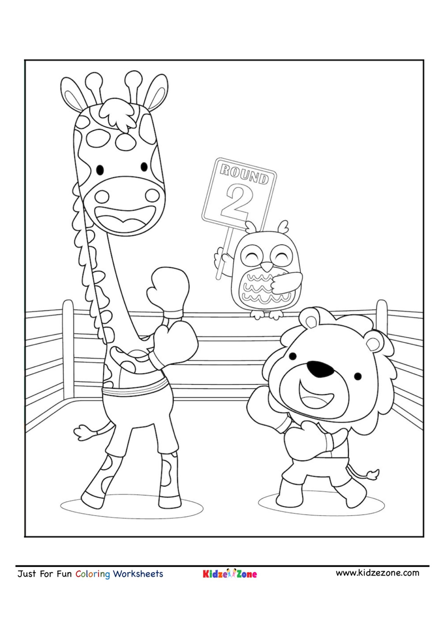 Boxing Match Coloring Page - KidzeZone