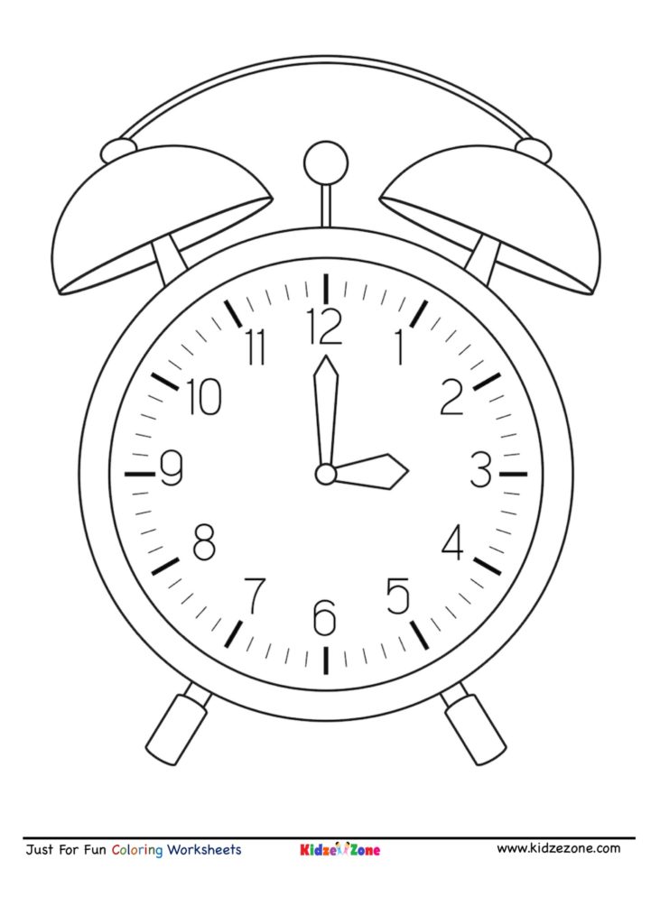 Clock Cartoon Coloring Page KidzeZone