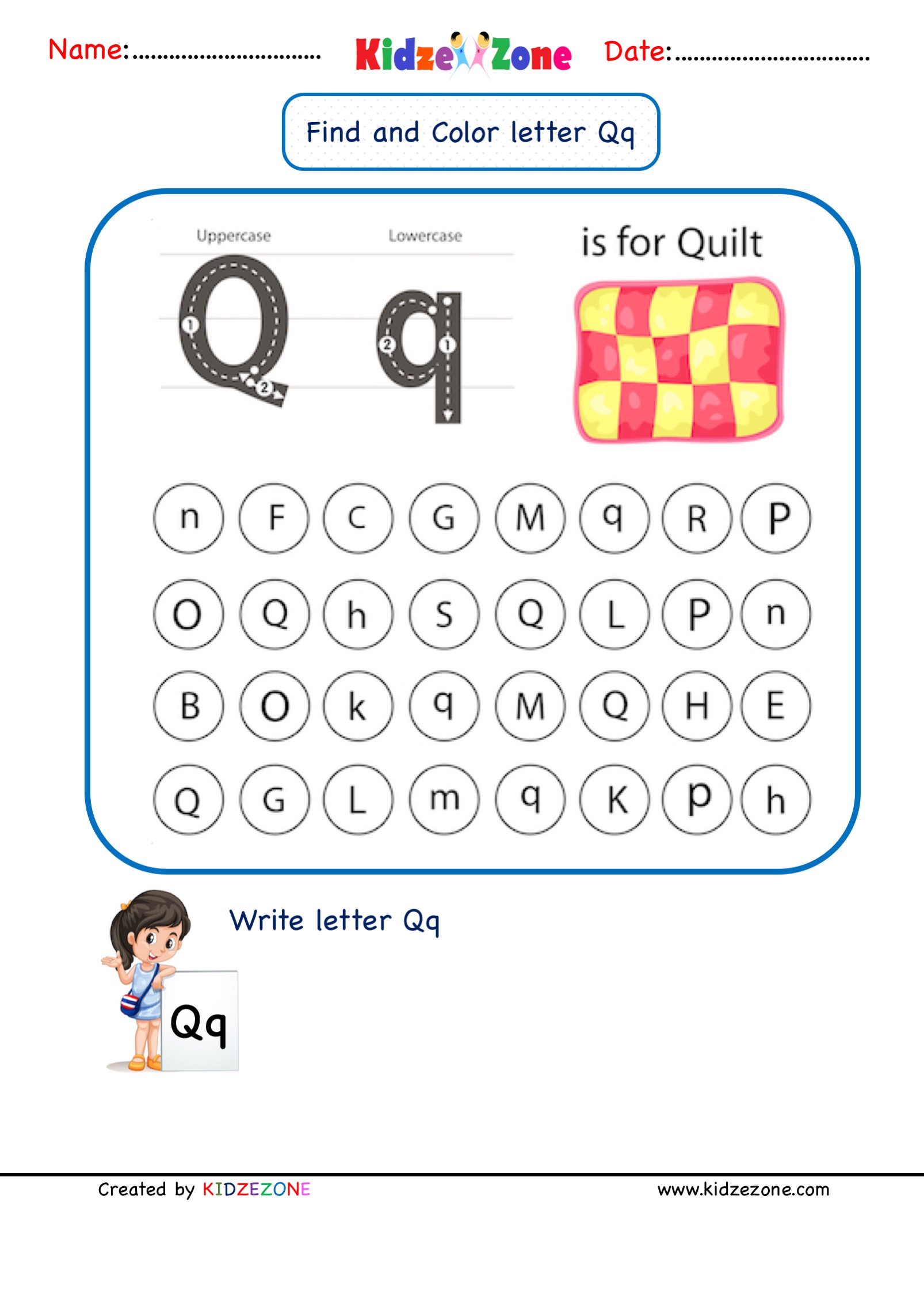 Coloring Letter Q Worksheets