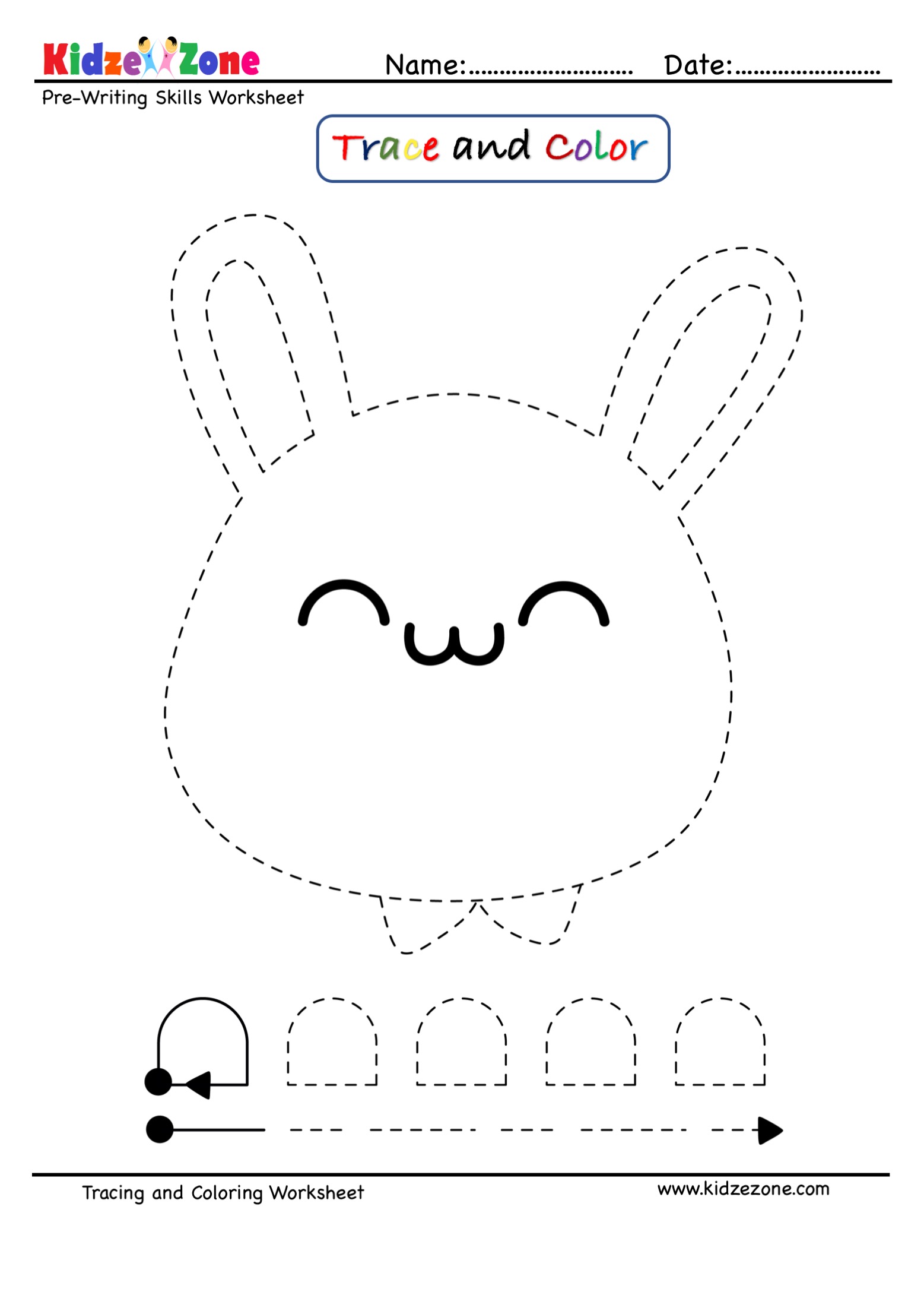 Rabbit Cartoon Tracing And Coloring KidzeZone