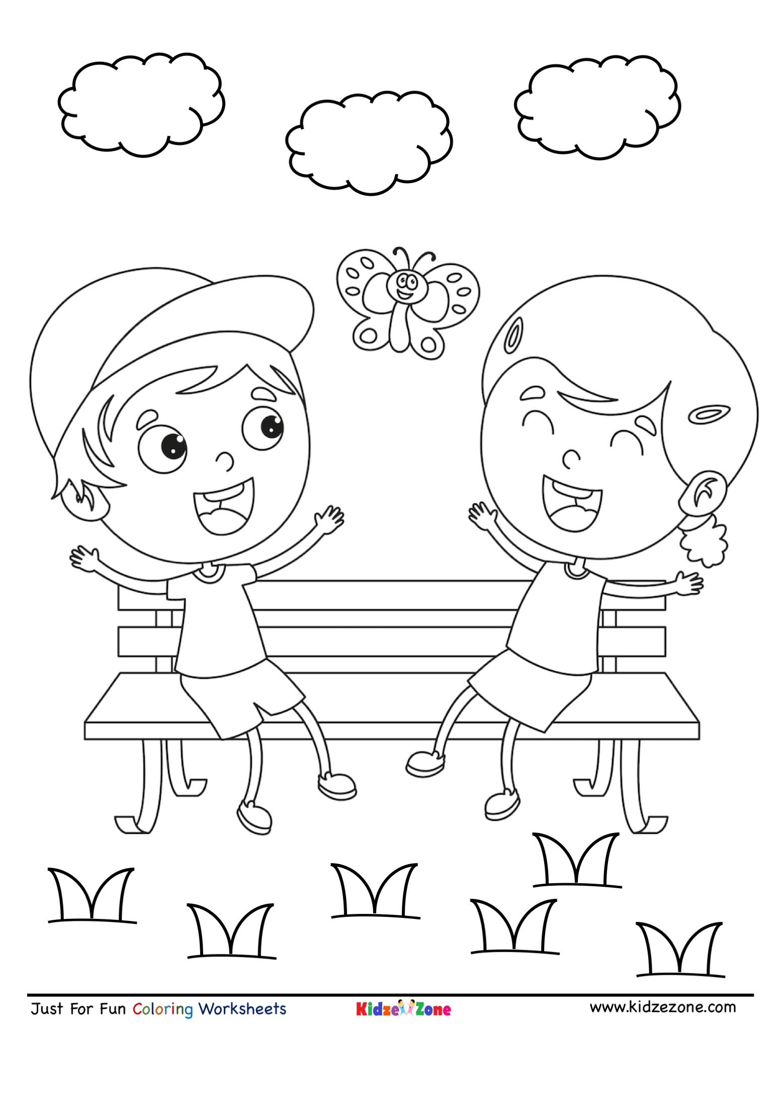 park bench coloring page
