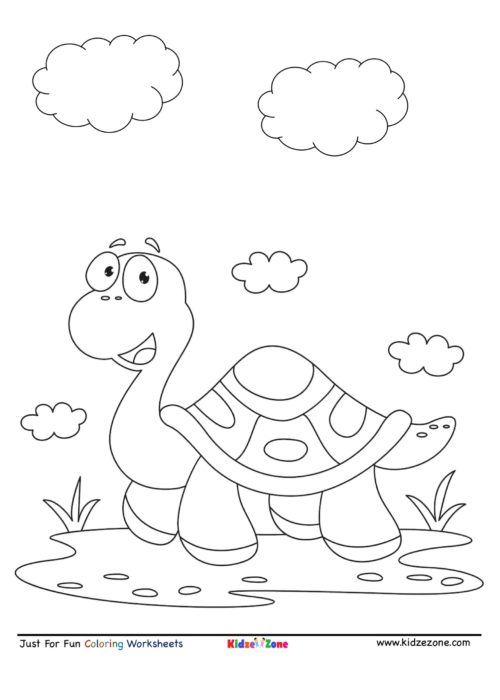 Tortoise cartoon Coloring Page - KidzeZone