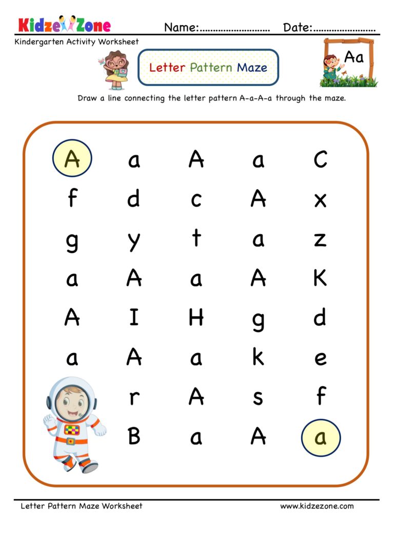 Letter A-a Maze Worksheet - KidzeZone