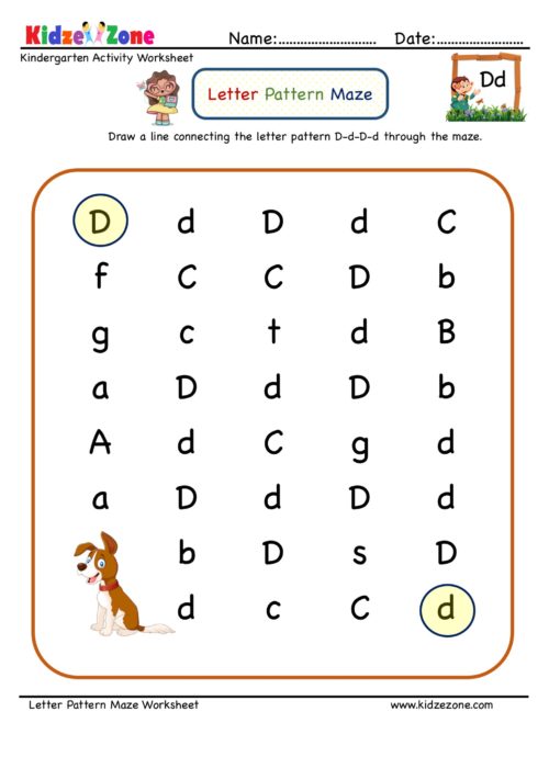 Letter D Maze Worksheet - KidzeZone