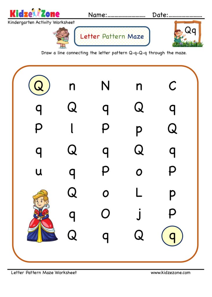 Letter Q Maze Worksheet KidzeZone