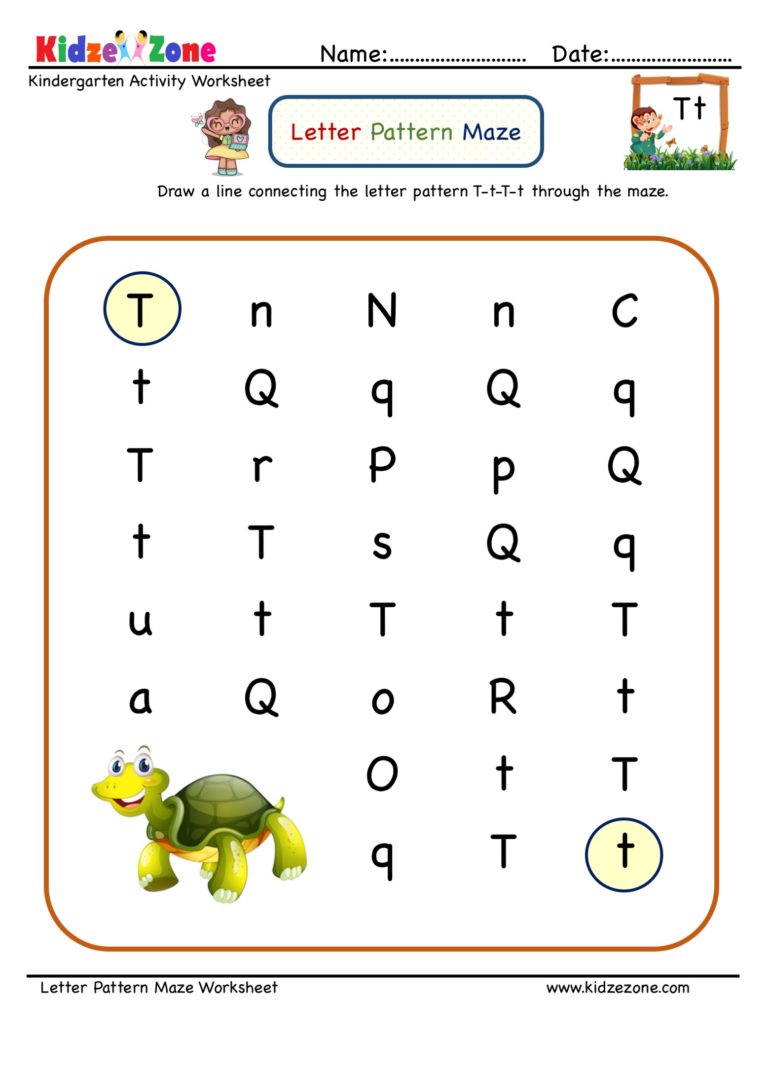 Letter T Maze Worksheet - KidzeZone