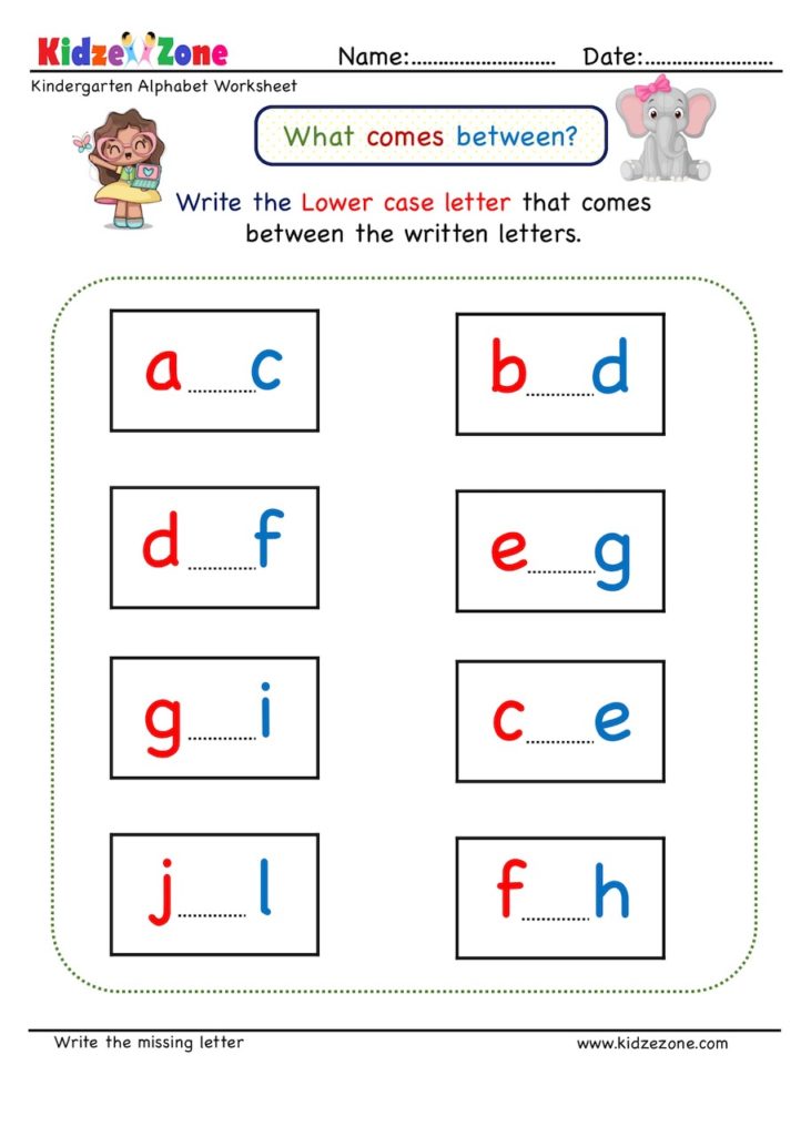 Kindergarten Missing Letter Worksheet What Comes Before