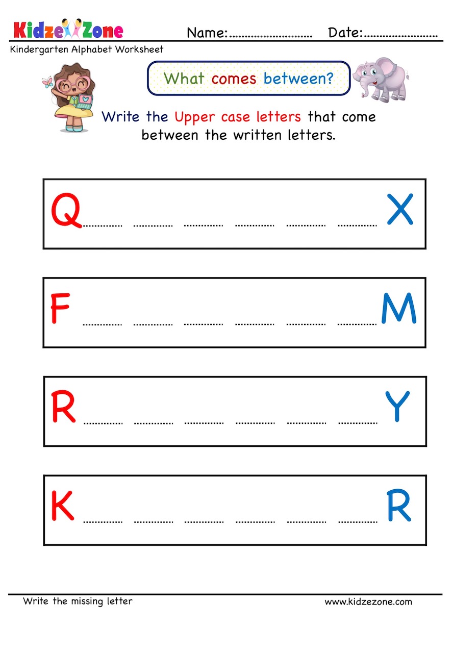 Kindergarten A to Z Missing Letter Worksheets - KidzeZone