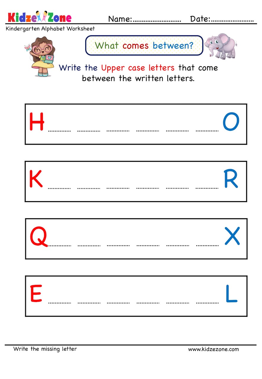 kindergarten missing letter worksheet what comes before