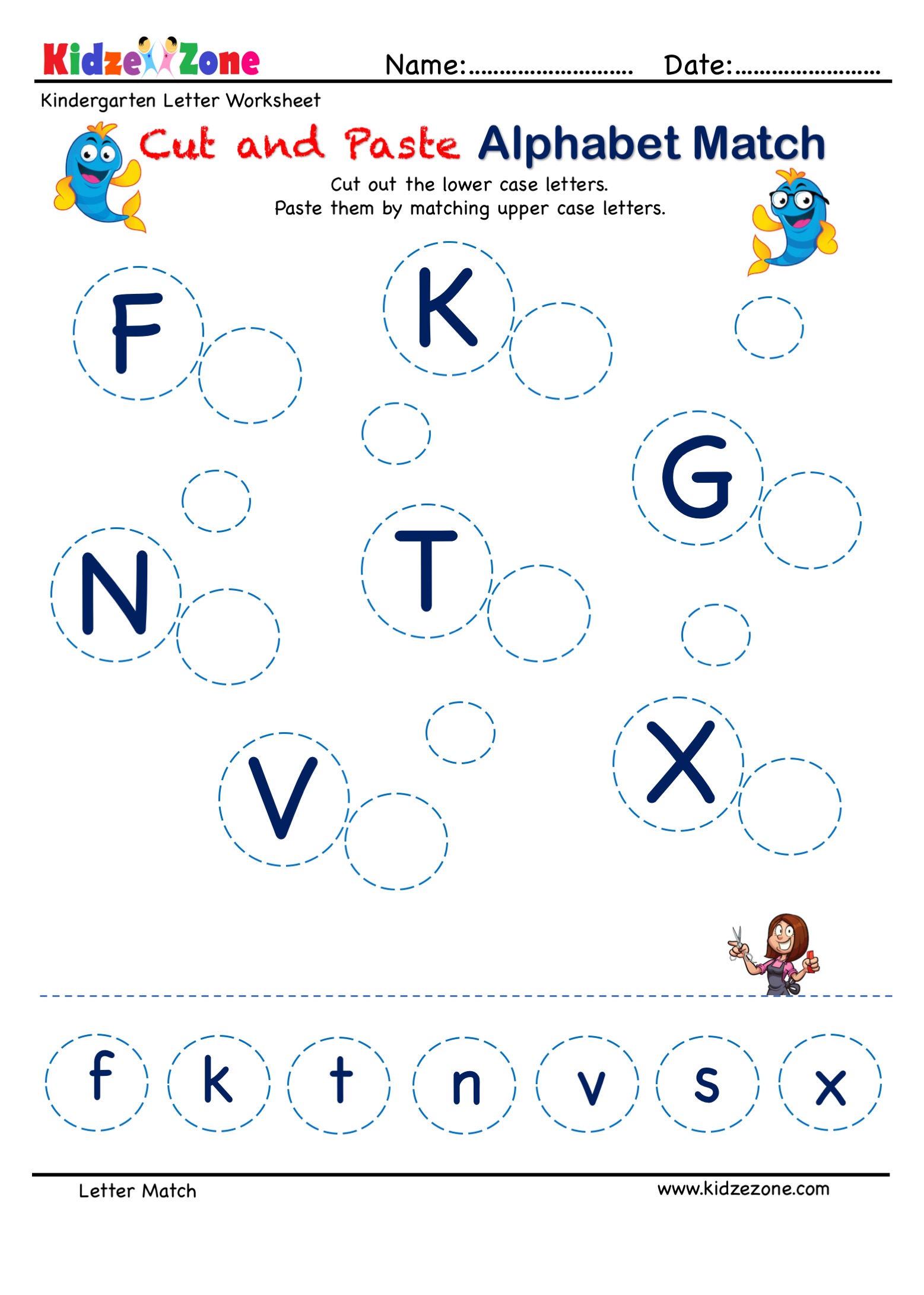 PreK A To Z Letter Matching Worksheet Match Uppercase To Lowercase