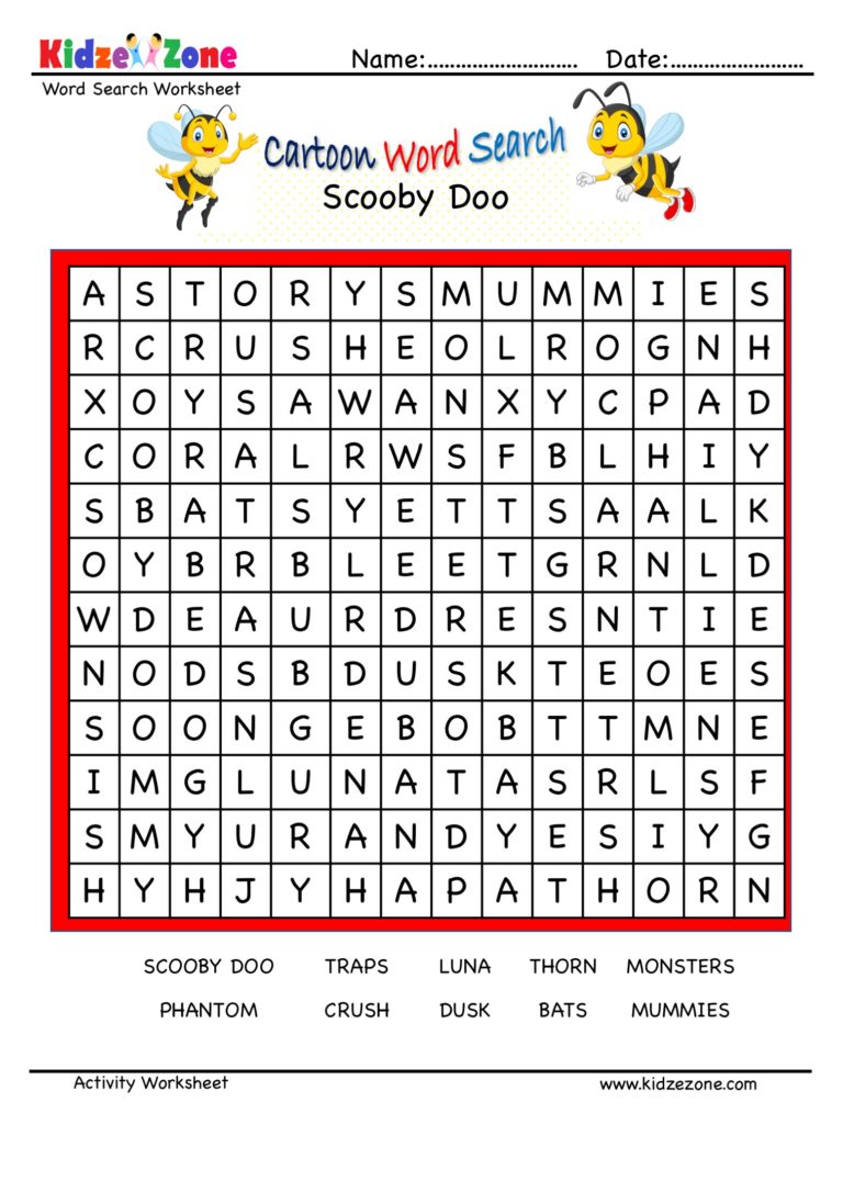 Scooby Doo Word Search Puzzle KidzeZone