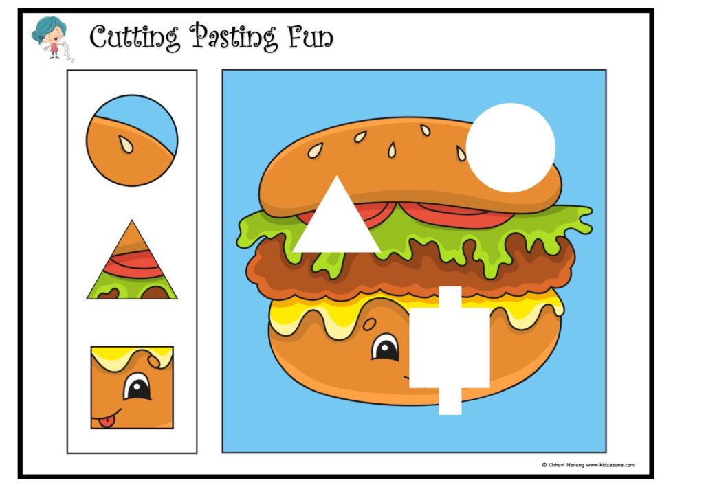 Cutting And Pasting Shapes Worksheet 2 KidzeZone